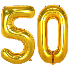 Gold Number Balloons 30 40 50 60 Big Giant Foil Mylar for Birthday Party