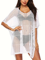Sexy Cover Up Women's Plus Hollow Out Crochet Batwing Sleeve