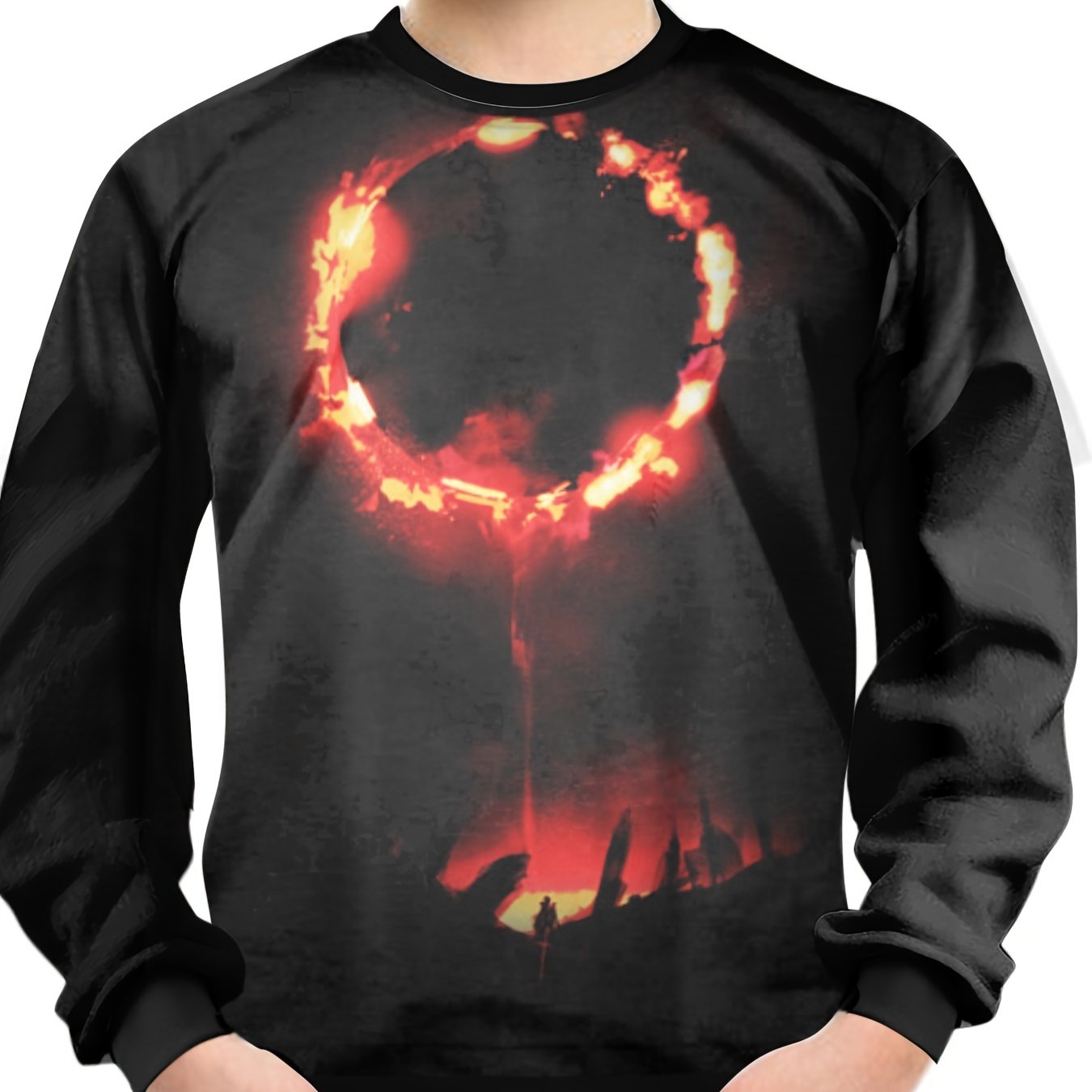 Teens Flame Hoop Night Scene 3D Print Sweatshirt Kids Casual Pullover