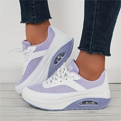 Women's Mesh Sneakers Lace Up Running Shoes Thick Sole Platform Casual Sneakers