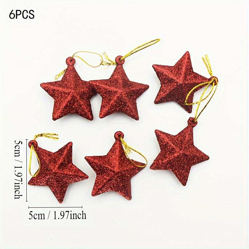 6pcs Small Golden Stars Christmas Tree Decorations