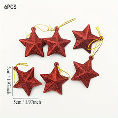 6pcs Small Golden Stars Christmas Tree Decorations