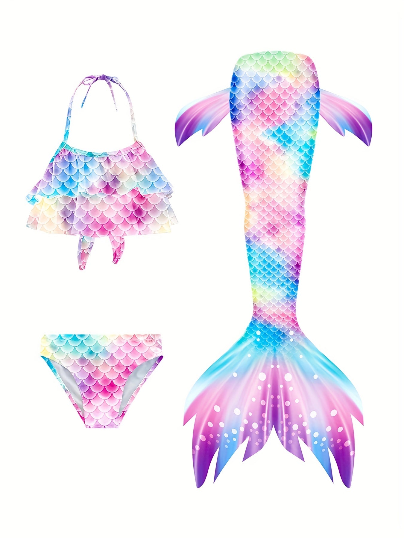 Toddler Girls Fish Scale Bikini Swimsuit Set