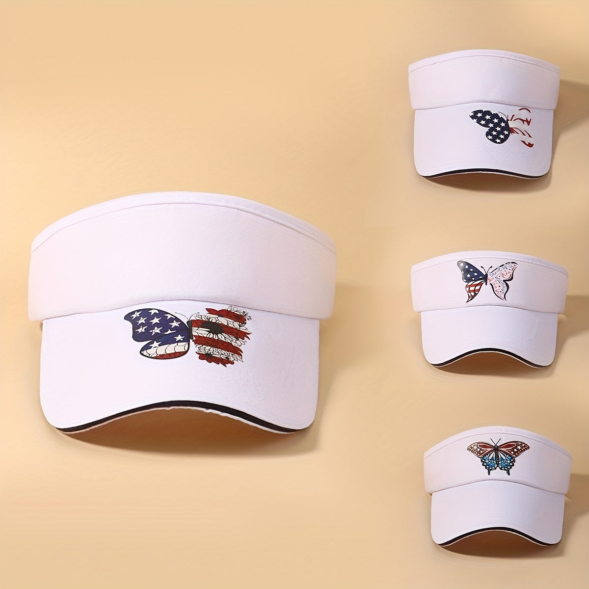 Butterfly Visor Hat Independence Patriotic Cap For Women