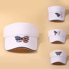 Butterfly Visor Hat Independence Patriotic Cap For Women