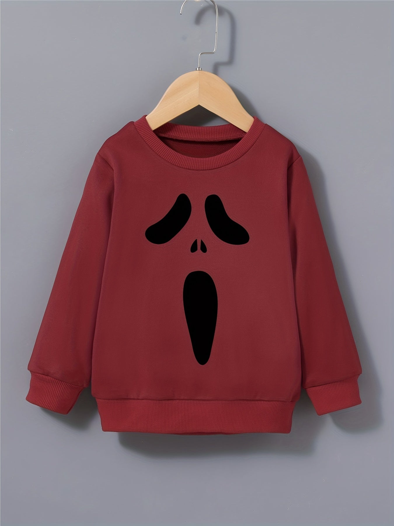 Boys Ghost Face Print Sweatshirt Crew Neck Pullover