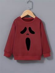 Boys Ghost Face Print Sweatshirt Crew Neck Pullover