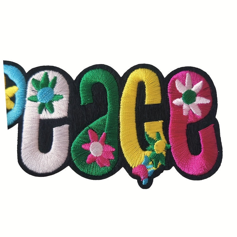 1pc PEACE Letter Patches Embroidered Fabric Patch Iron On Sew On Clothing