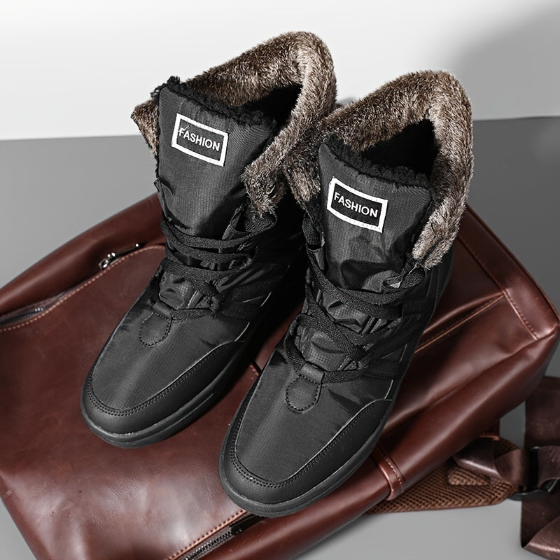 Men's High Top Snow Boots Winter Warm Fleece Non Slip Lace Up