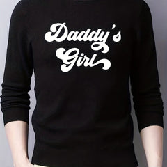 Daddy's Girl Print Knitted Sweater Men's Warm Crew Neck Pullover