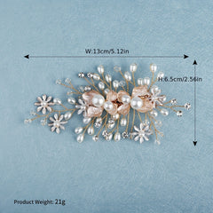 Flower Charm Braided Hair Clip Rhinestone & Faux Pearl Decor Barrette
