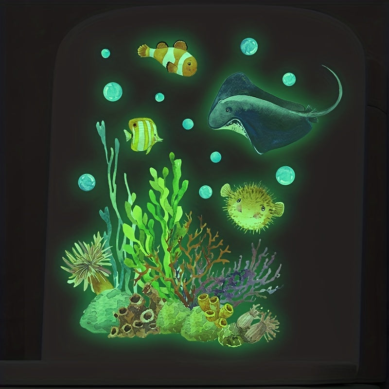 Luminous Sea World Toilet Lid Decal - Fun and Creative Bathroom Decor