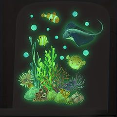 Luminous Sea World Toilet Lid Decal - Fun and Creative Bathroom Decor