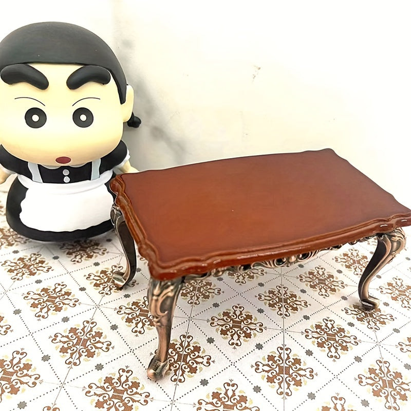 1:12 Dollhouse Furniture Retro Alloy Wooden Large Table Tea Table