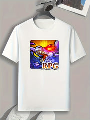 Cartoon Dragon Print Men's Sports T-shirt