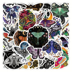 50pcs Vinyl Moth Stickers for Notebook Water Bottle