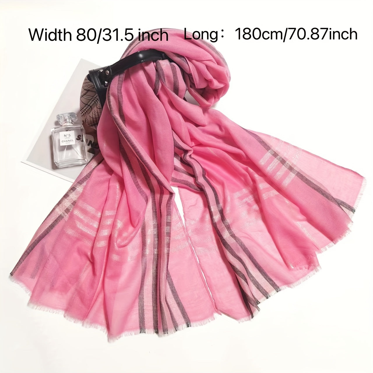 Striped Fringed Scarf Soft Breathable Shawl Sunscreen Windproof Headscarf