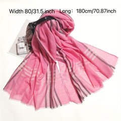 Striped Fringed Scarf Soft Breathable Shawl Sunscreen Windproof Headscarf