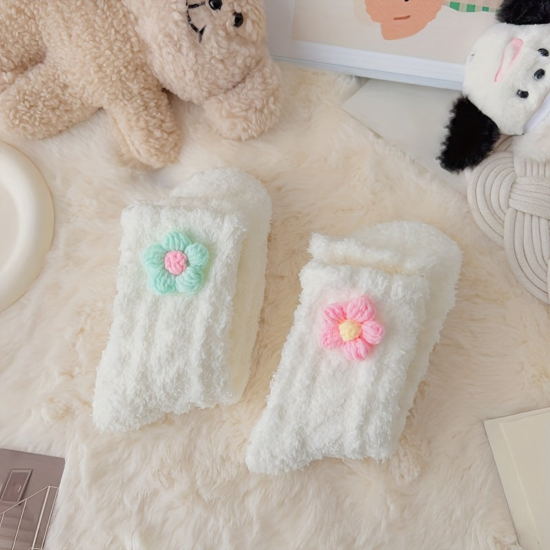 4 Pairs Flower Decor Socks Women's Stockings