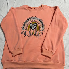 Heart & Letter Print Crew Neck Pullover Sweatshirt for Women