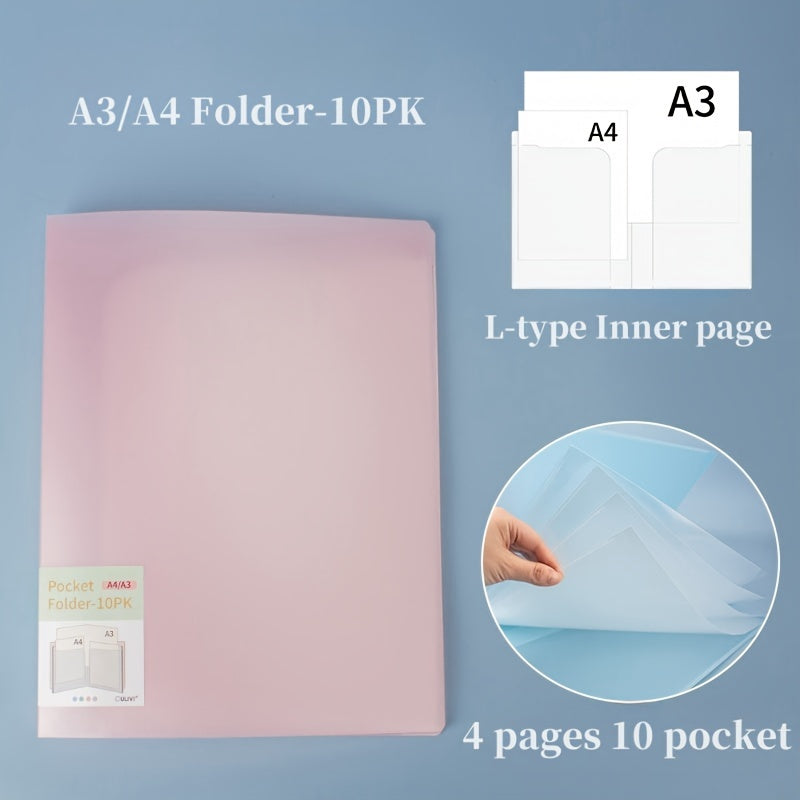 5pcs Waterproof A3 A4 Size File Bag, Transparent Insert Bag Mixing, 6PK 10PK