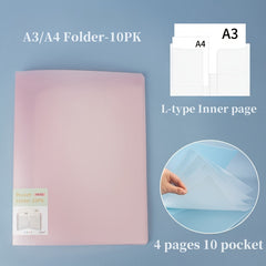 5pcs Waterproof A3 A4 Size File Bag, Transparent Insert Bag Mixing, 6PK 10PK