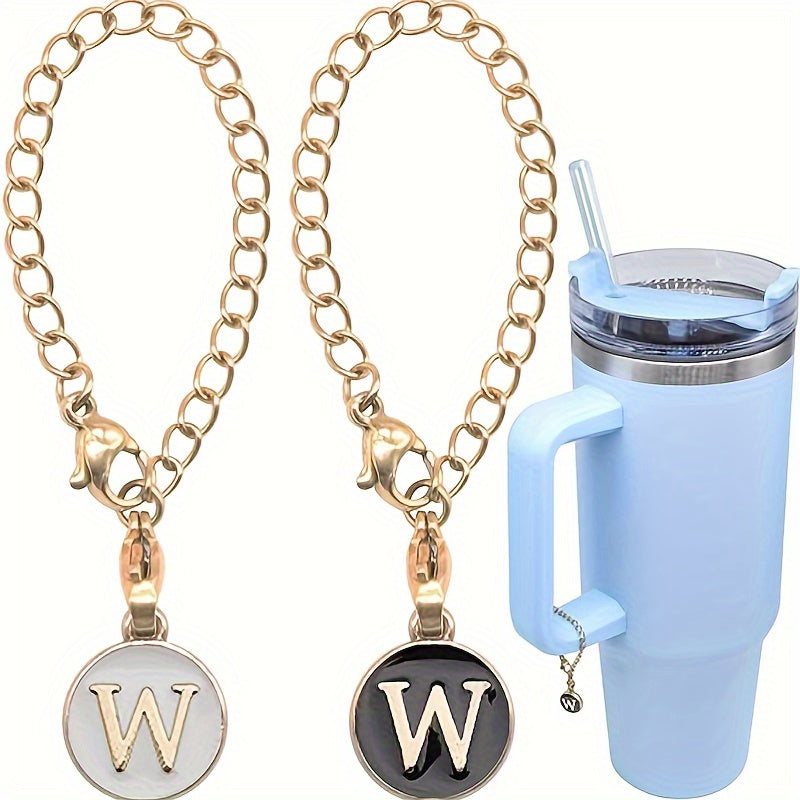 2pcs Initial Letter Cup Handle Charm Cup Identification Decorative Pendant