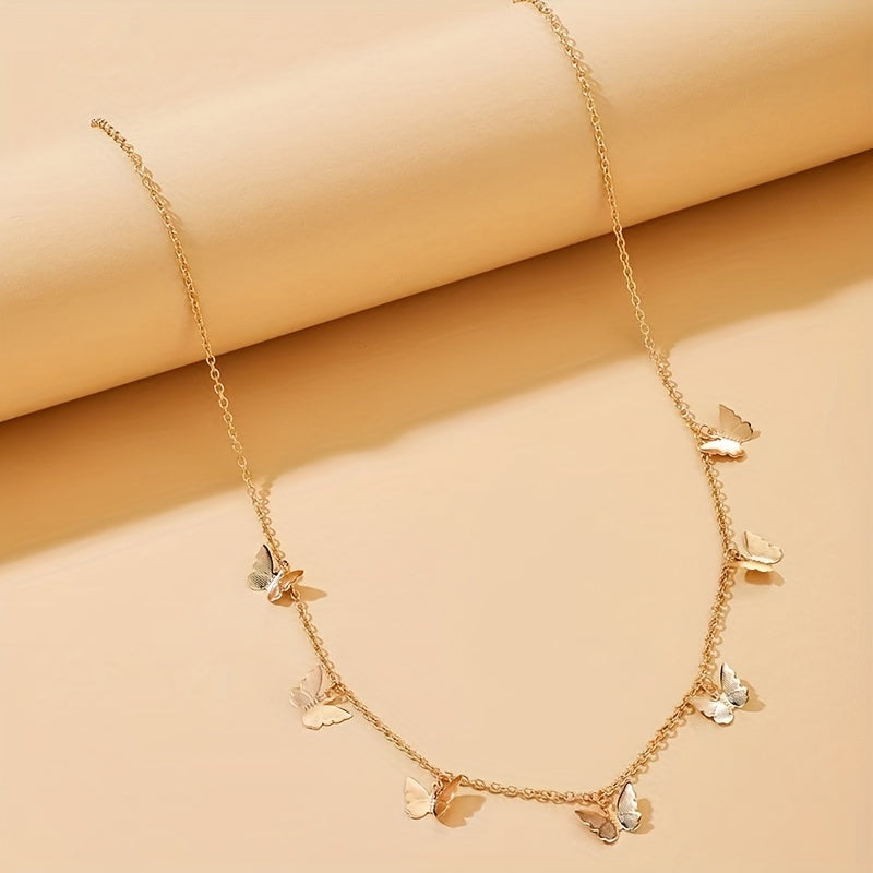 Butterfly Pendant Waist Chain Golden Silvery Metal Belly Chain
