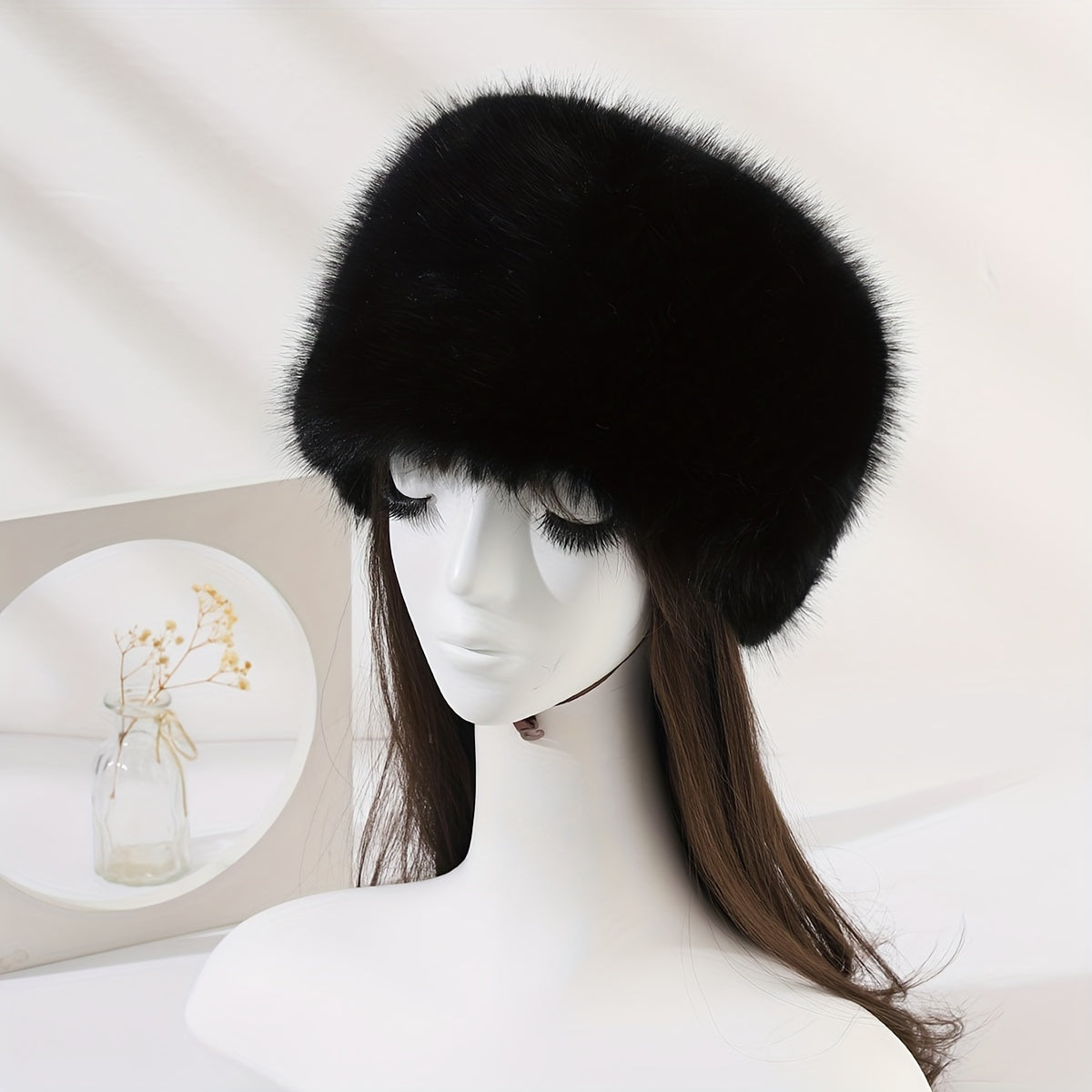 Warm Faux Fur Bucket Hat Soft Coldproof Beanie for Women