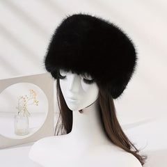 Warm Faux Fur Bucket Hat Soft Coldproof Beanie for Women