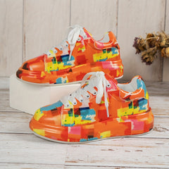 Women's Graffiti Pattern Sneakes Lace Up Outdoor Shoes Low Top