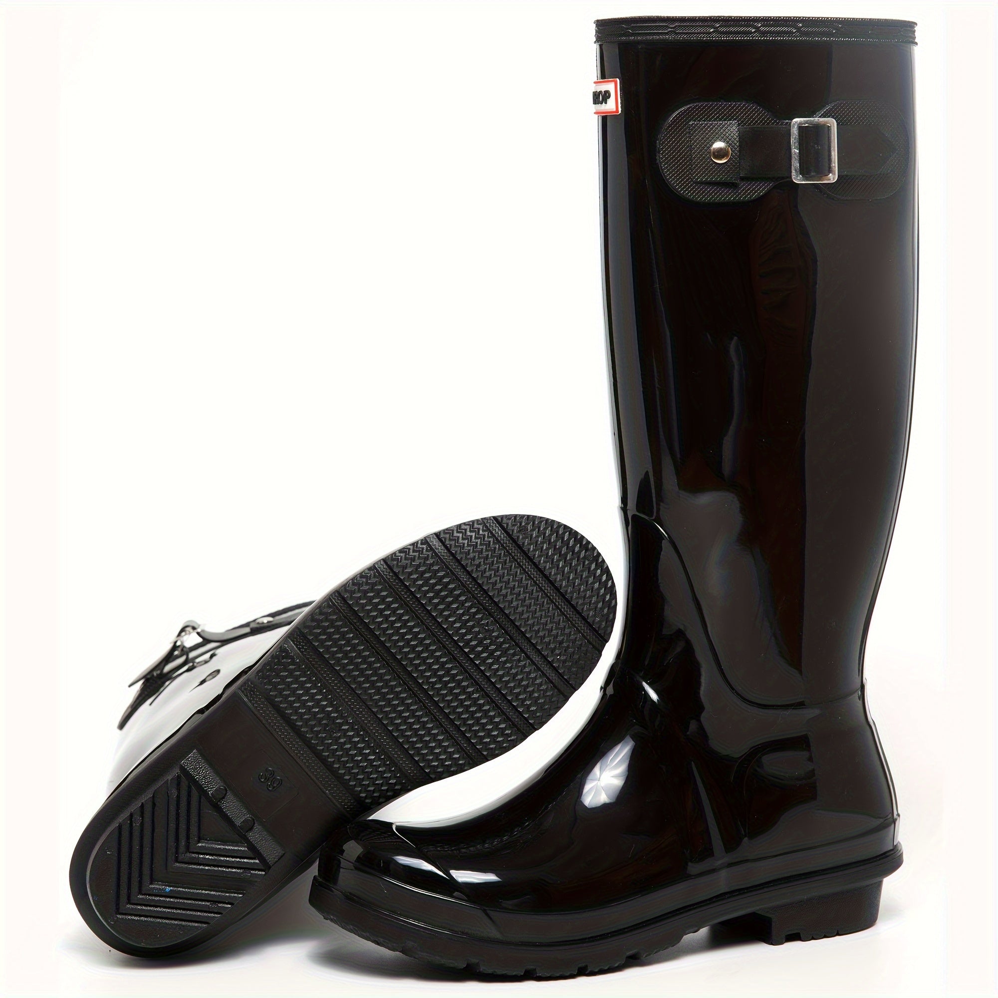 Reflective Waterproof PVC Round Toe Flat Rain Boots Lightweight Comfortable