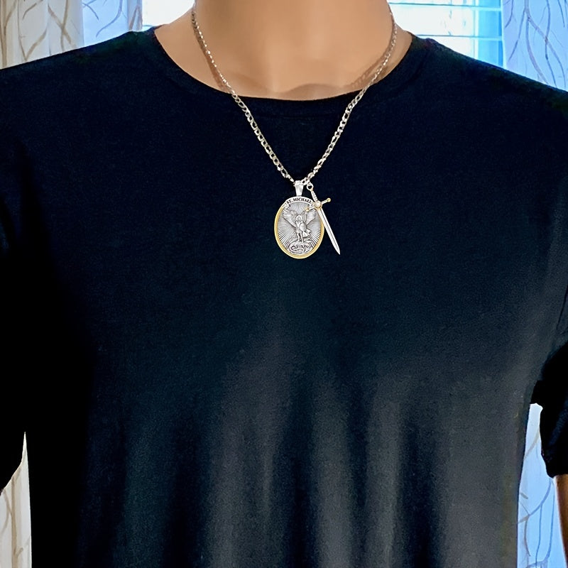 St. Michael Archangel Shield God Sword Necklace