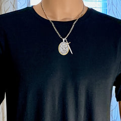 St. Michael Archangel Shield God Sword Necklace