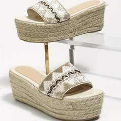 Women's Platform Espadrille Sandals Open Toe Wedge Heels