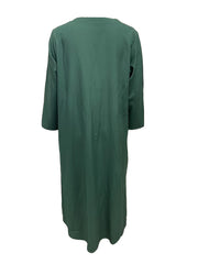 Solid V Neck Midi Dress