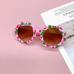 Girl's Round Frame Decoration Sunglasses UV Protection