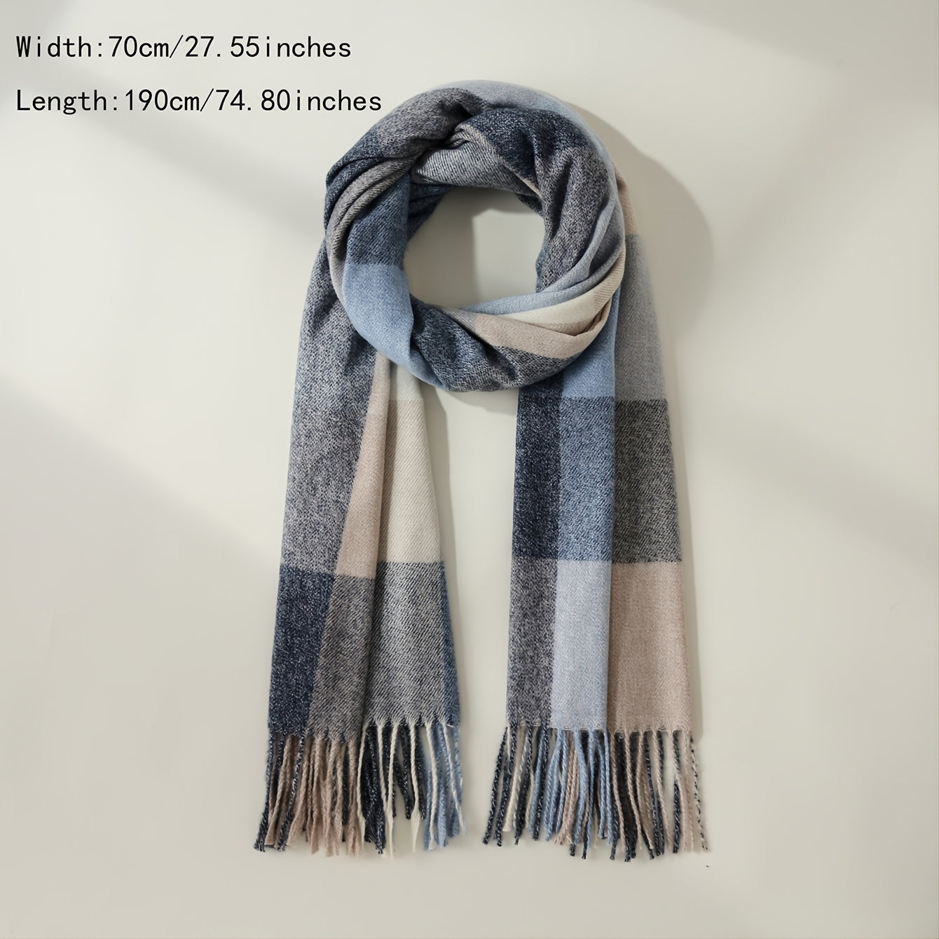 Thick Plaid Cashmere Scarf for Women's Winter Warmth