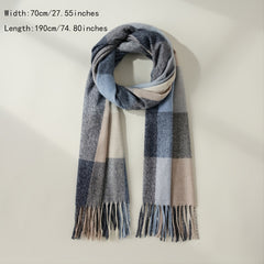 Thick Plaid Cashmere Scarf for Women's Winter Warmth