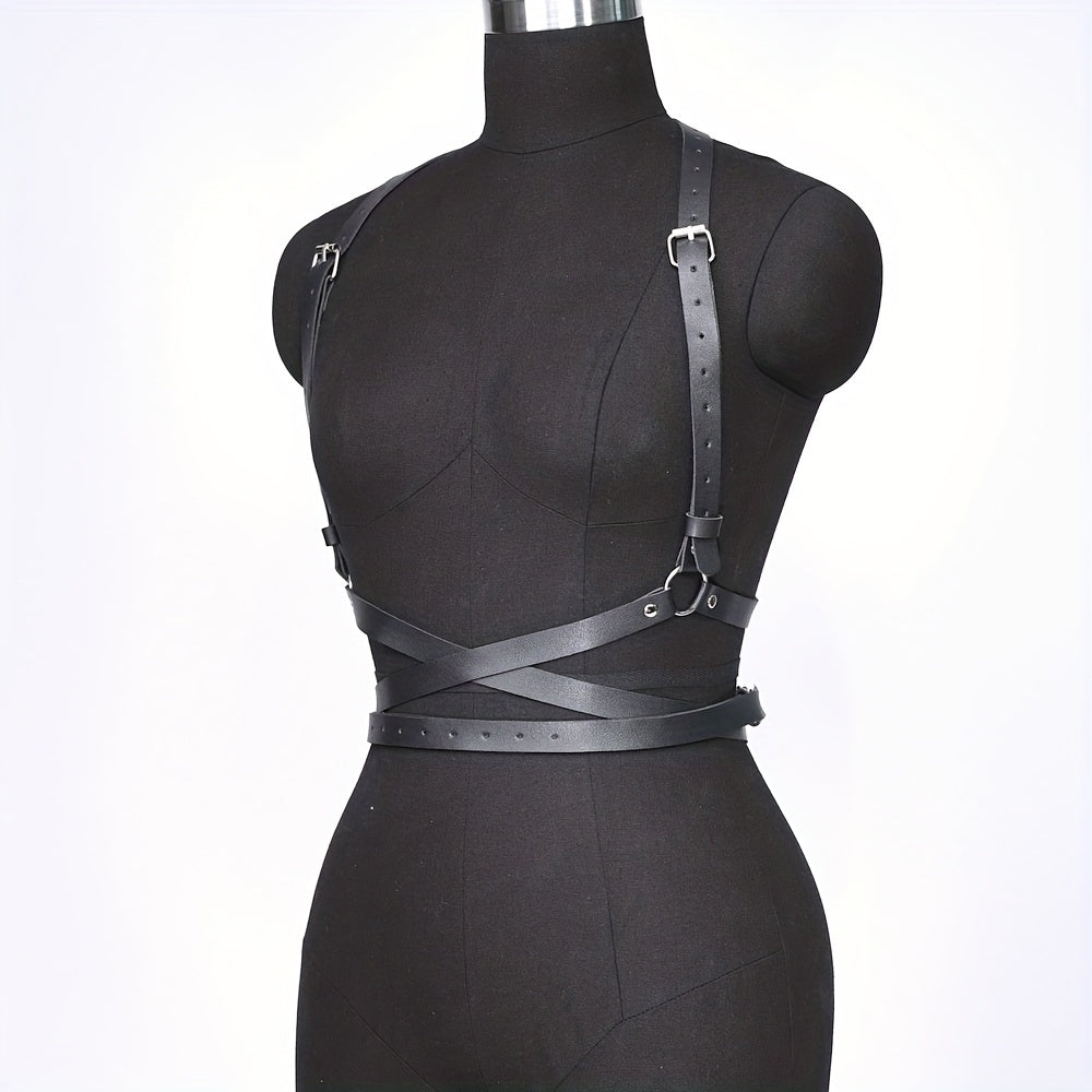 Rivet PU Leather Chest Belt Harness Waistband Goth Girdle Clothing Accessories