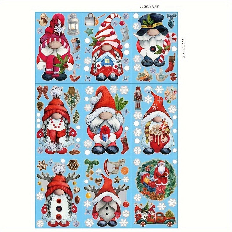 Christmas Window Clings Gnome Snowflake Stickers for Glass Windows