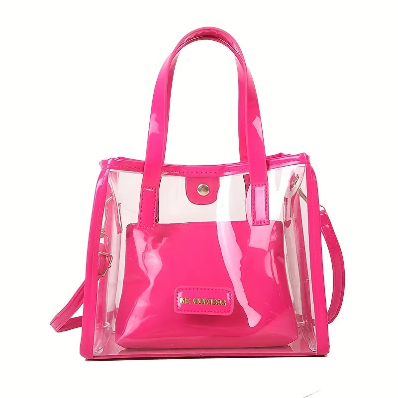 Kids Transparent Shoulder Bag with Inner Pouch Clutch Bag PVC Candy Tote Bag