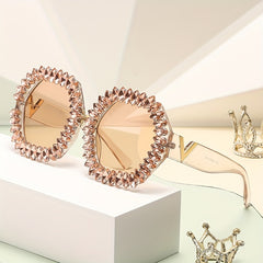 Polygon Rhinestone Sunglasses for Women