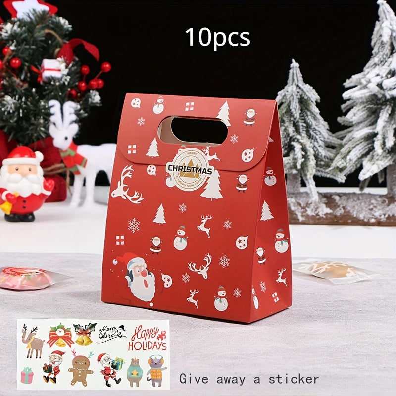 10pcs Christmas Paper Bags for Cookie Biscuit Packaging