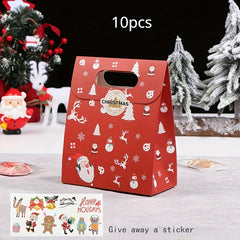 10pcs Christmas Paper Bags for Cookie Biscuit Packaging