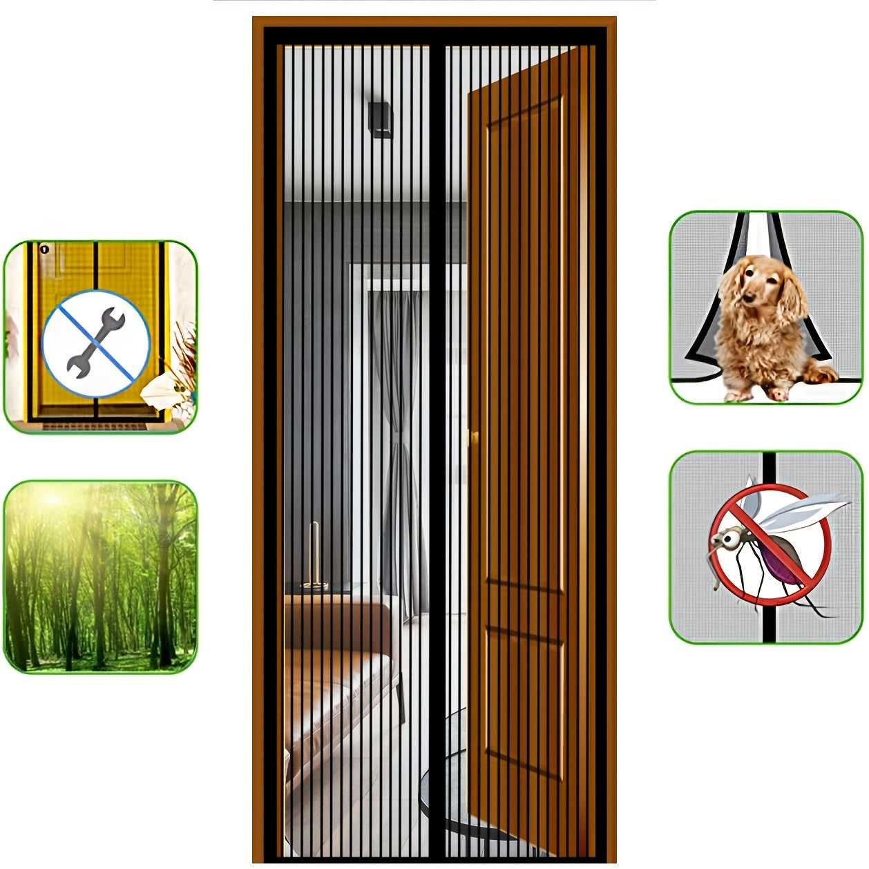 Magnetic Screen Door 38 x 83 - Keep Bugs Out, Pets & Kids In