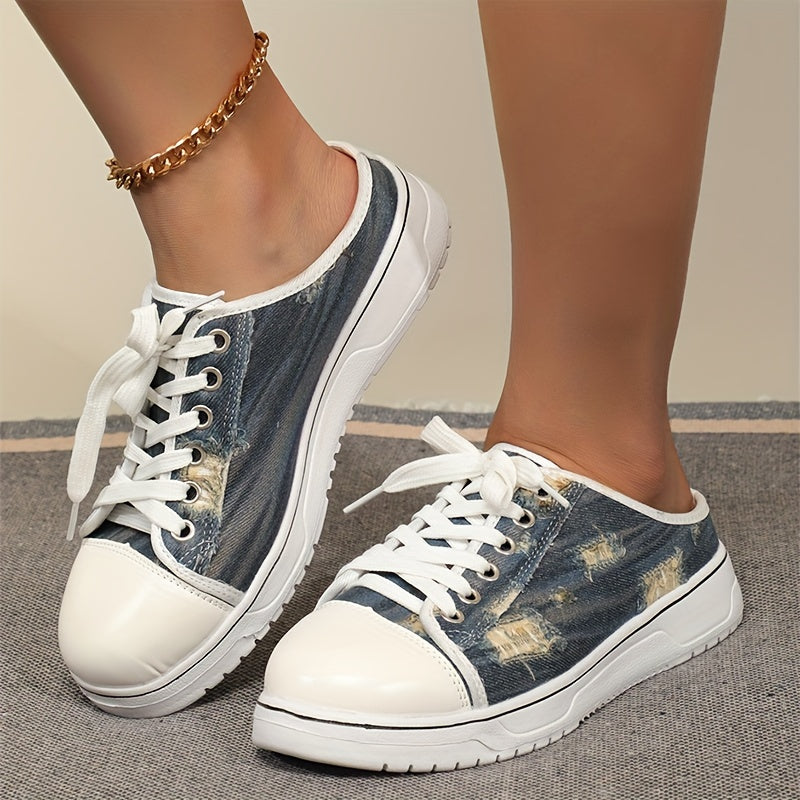 Women's Denim Flat Canvas Shoes Lightweight Low Top Sport Shoes