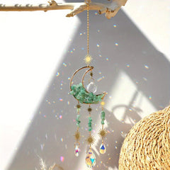 Moon Crystal Suncatcher Rose Quartz Rainbow Maker