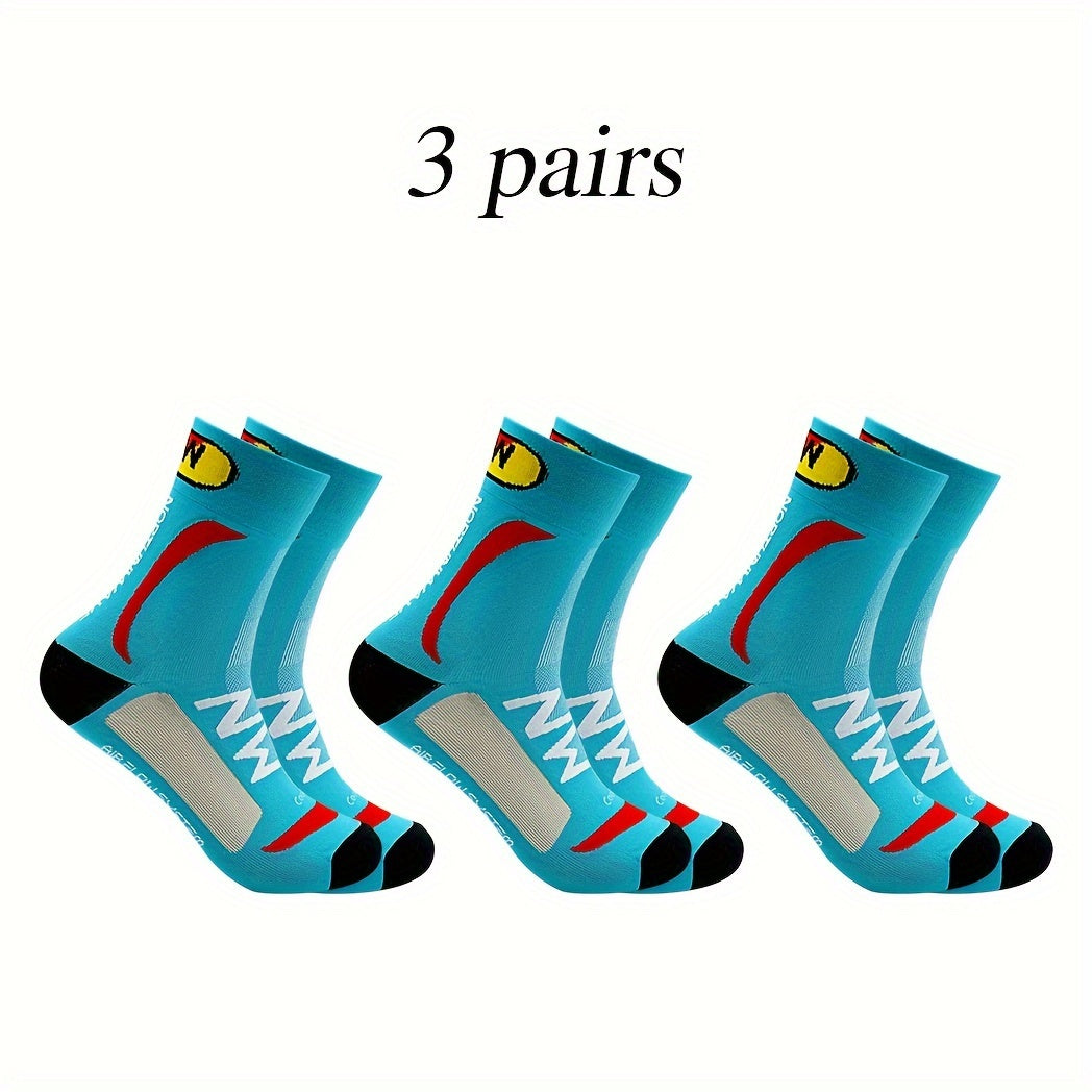 Men's Creative Pattern Sport Socks, 3 Pairs
