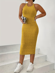 Ribbed Halter Neck Slim Fit Dress